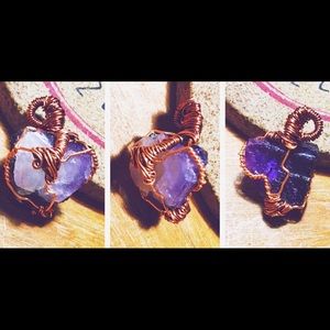 Handmade Amethyst Copper Wire Pendant